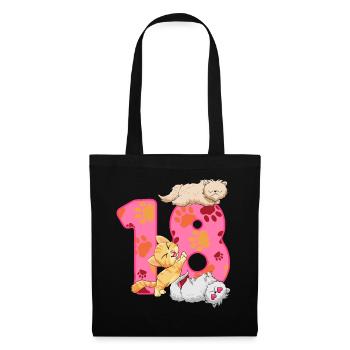 Chaton de 18e anniversaire | Chemise d’anniversaire de chat - Sac en tissu - noir - Devant