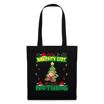 Sur la liste coquine et je ne regrette rien Père Noël - Sac en tissu - noir - Devant