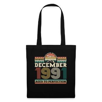 Décembre Né 1991 Cadeau de 31e anniversaire - Sac en tissu - noir - Devant