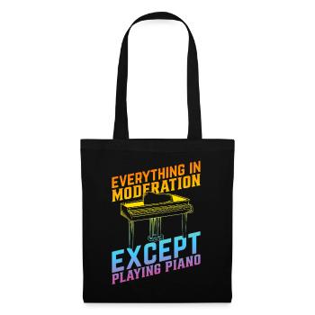 Piano Keyboard - Everything In Moderation Except P - Stoffbeutel - Schwarz - Vorne