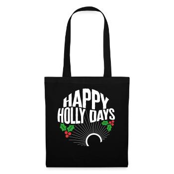 Weihnachtshemd, Happy Holly Days Lustige Beeren - Stoffbeutel - Schwarz - Vorne