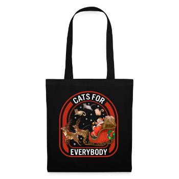 Chemise de Noël, chats pour tout le monde Père Noël - Sac en tissu - noir - Devant