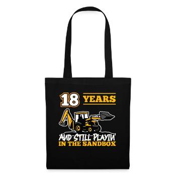 18 ans - 18 ans - 18e anniversaire - excavatrice - Sac en tissu - noir - Devant