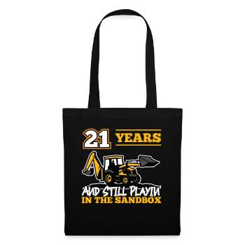 21 Jahre - 21 Jahre Alt - 21. Geburtstag - Bagger - Stoffbeutel - Schwarz - Vorne