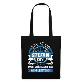 Stefan Name Vorname Namenstag Namensgeschenk - Stoffbeutel - Schwarz - Vorne
