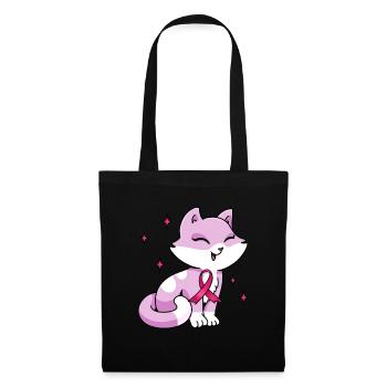 Pink Cute Bow Cat October - Tote Bag - black - Front