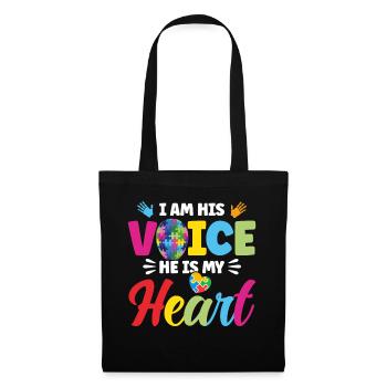 Je suis sa voix, il est mon cœur - Sac en tissu - noir - Devant