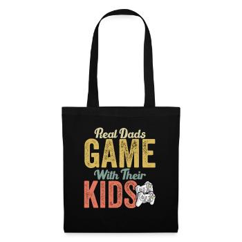 Echte Väter Spiel mit ihren Kindern - Funny Gamer Dad - Stoffbeutel - Schwarz - Vorne