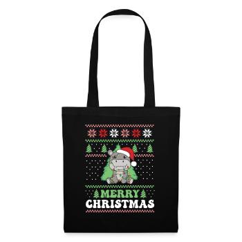 Merry Christmas retro ugly christmas Hippo - Tote Bag - black - Front