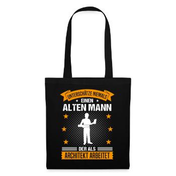 Architekt Alter Mann Spruch Herren Geschenk - Stoffbeutel - Schwarz - Vorne