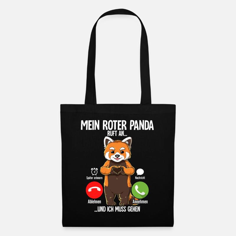 Mein Roter Panda Ruft An - Stoffbeutel - Schwarz