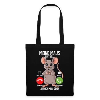 Mein Maus Ruft An - Stoffbeutel - Schwarz - Vorne