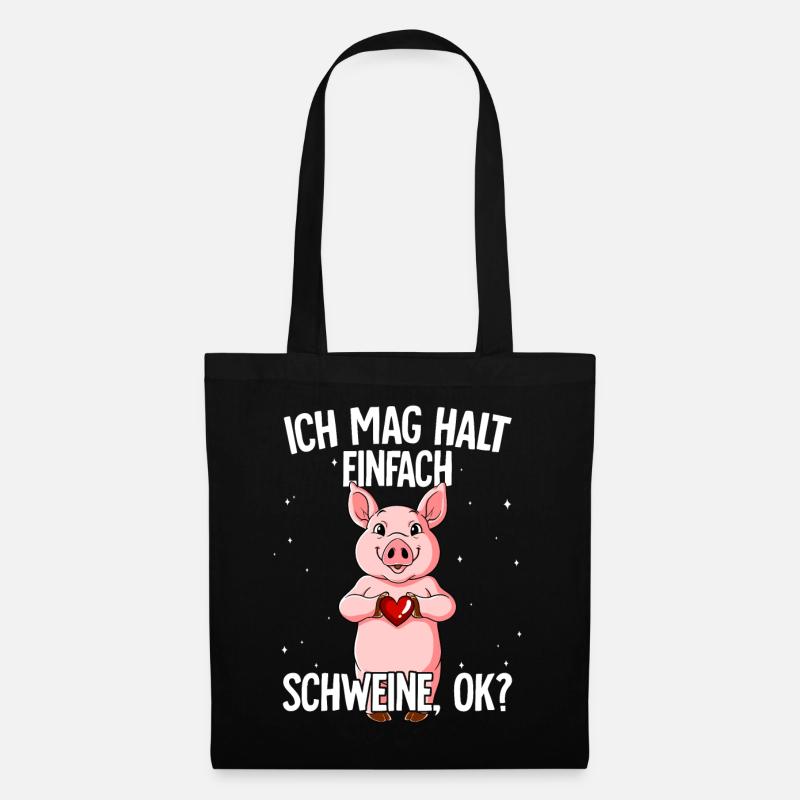 Ich mag halt einfach Schweine - Stoffbeutel - Schwarz