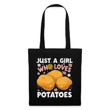 Mädchen Kartoffeln Pommes - Stoffbeutel - Schwarz - Vorne