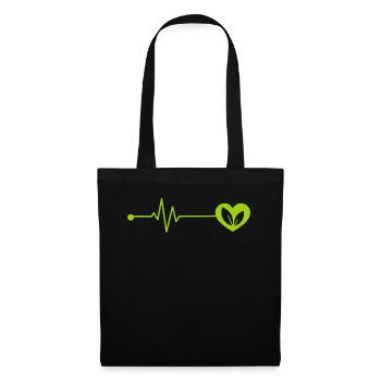 Battements de cœur végétaliens - Sac en tissu - noir - Devant