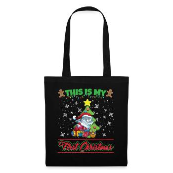 This Is My First Christmas Toddler One Year X-Mas - Stoffbeutel - Schwarz - Vorne
