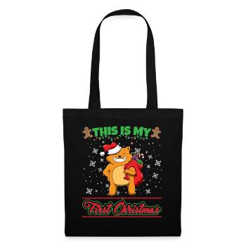 This Is My First Christmas Toddler One Year X-Mas - Stoffbeutel - Schwarz - Vorne