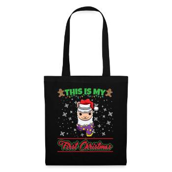 This Is My First Christmas Toddler One Year X-Mas - Stoffbeutel - Schwarz - Vorne