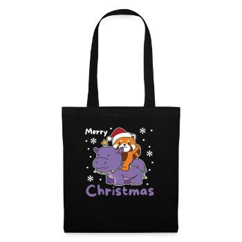 Christmas Hippo Red Panda Merry Christmas Hippo - Tote Bag - black - Front