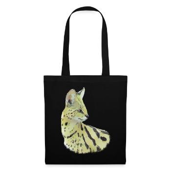 Serval Drawing - Cat Big Cat in Africa - Tote Bag - black - Front