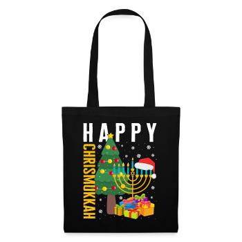 Chemise de Noël, Happy Chrismukkah Cute Tee, - Sac en tissu - noir - Devant