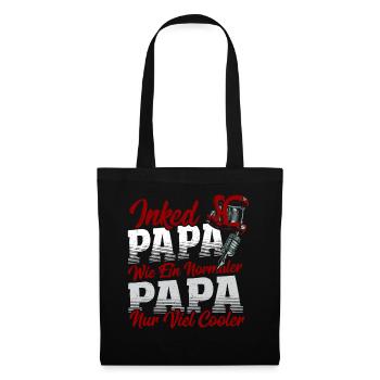 Inked Papa Wie Ein Normaler Papa Nur Viel Cooler - Stoffbeutel - Schwarz - Vorne
