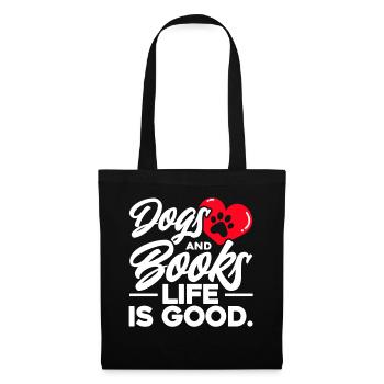 Chiens et livres La vie est belle - Sac en tissu - noir - Devant