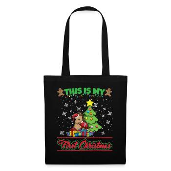 This Is My First Christmas Toddler One Year X-Mas - Stoffbeutel - Schwarz - Vorne
