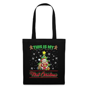 This Is My First Christmas Toddler One Year X-Mas - Stoffbeutel - Schwarz - Vorne