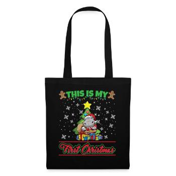This Is My First Christmas Toddler One Year X-Mas - Stoffbeutel - Schwarz - Vorne