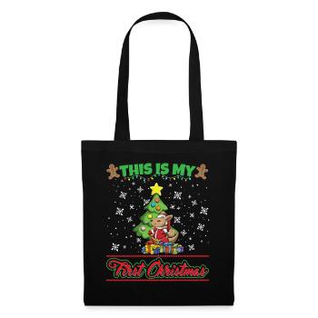 This Is My First Christmas Toddler One Year X-Mas - Stoffbeutel - Schwarz - Vorne