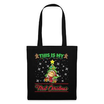 This Is My First Christmas Toddler One Year X-Mas - Stoffbeutel - Schwarz - Vorne