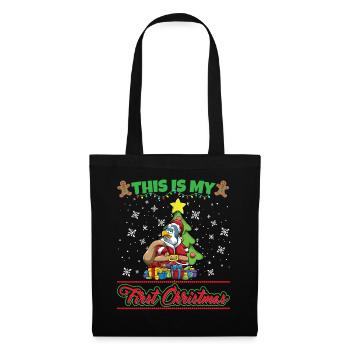 This Is My First Christmas Toddler One Year X-Mas - Stoffbeutel - Schwarz - Vorne