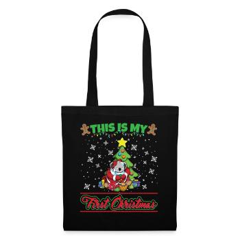 This Is My First Christmas Toddler One Year X-Mas - Stoffbeutel - Schwarz - Vorne