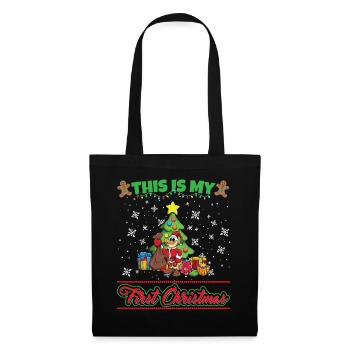 This Is My First Christmas Toddler One Year X-Mas - Stoffbeutel - Schwarz - Vorne