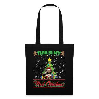 This Is My First Christmas Toddler One Year X-Mas - Stoffbeutel - Schwarz - Vorne