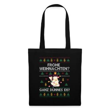 Frohe Weihnachten Ganz dünnes Eis! - Stoffbeutel - Schwarz - Vorne