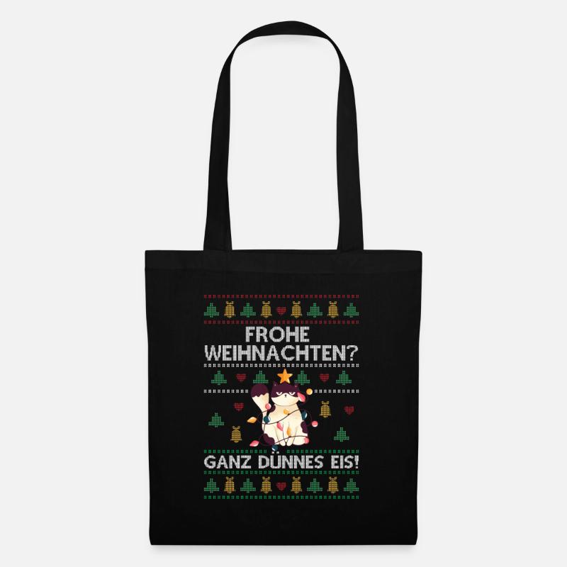Frohe Weihnachten Ganz dünnes Eis! - Stoffbeutel - Schwarz