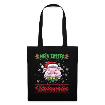 Mein Erstes Weihnachten Baby 1 Jahr Heilig Abend - Stoffbeutel - Schwarz - Vorne