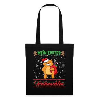 Mein Erstes Weihnachten Baby 1 Jahr Heilig Abend - Stoffbeutel - Schwarz - Vorne