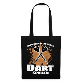 Dart Spruch"Ich würde jetzt lieber Dart spielen!" - Stoffbeutel - Schwarz - Vorne