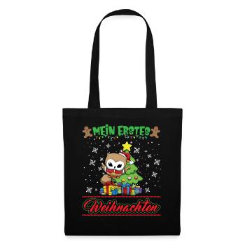 Mein Erstes Weihnachten Baby 1 Jahr Heilig Abend - Stoffbeutel - Schwarz - Vorne