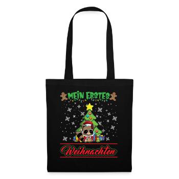 Mein Erstes Weihnachten Baby 1 Jahr Heilig Abend - Stoffbeutel - Schwarz - Vorne