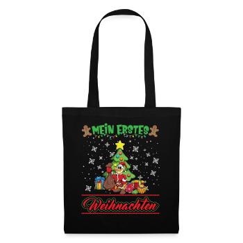 Mein Erstes Weihnachten Baby 1 Jahr Heilig Abend - Stoffbeutel - Schwarz - Vorne