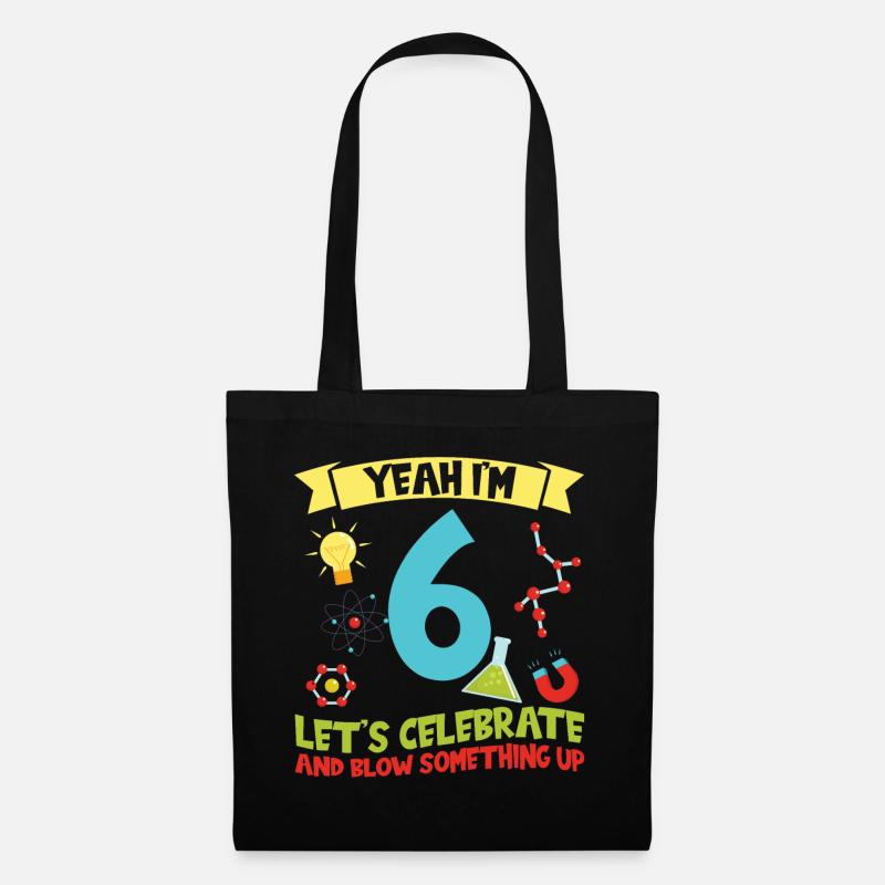 Yeah I'm 6 - Science Birthday - Stoffbeutel - Schwarz