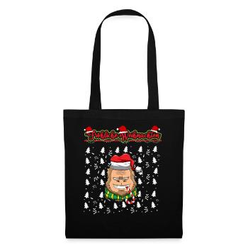 Fröhliche Weihnachten X-Mas Santa Heilig Abend - Stoffbeutel - Schwarz - Vorne