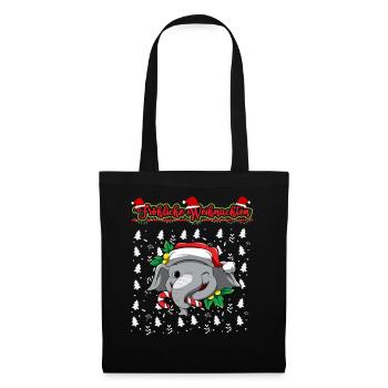 Fröhliche Weihnachten X-Mas Santa Heilig Abend - Stoffbeutel - Schwarz - Vorne