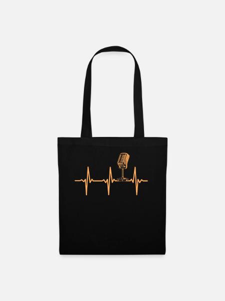 Podcaster Podcast Mic Podcast Heartbeat - Stoffbeutel - Schwarz