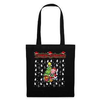 Fröhliche Weihnachten X-Mas Santa Heilig Abend - Stoffbeutel - Schwarz - Vorne