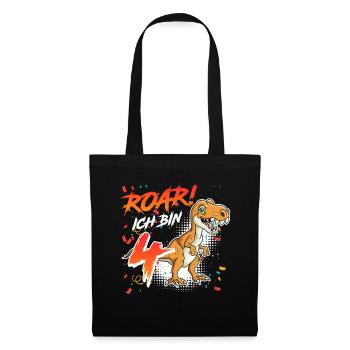 Roar I'm 4 years 4th birthday - Tote Bag - black - Front